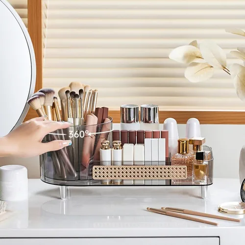 Miniatura 10 de Organizador de maquillaje giratorio, Estuche de exhibición de cosméticos de gran capacidad, fácil de guardar todos tus productos de maquillaje, al