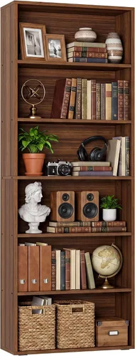 Miniatura 13 de IRONCK Estanterías y librerías de pie de 6 niveles, estantes de exhibición y almacenamiento, librero alto de 70 pulgadas, muebles de decoración