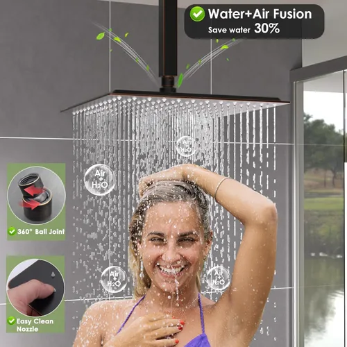 Miniatura 3 de Enga - Sistema de ducha con espray corporal, 12 pulgadas de sistema de cabezal de ducha de lluvia montado en la pared, sistema de chorros de ducha