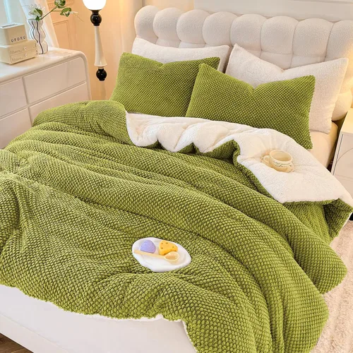 Miniatura 10 de LLanCL Juego de edredón de diseño jacquard 3D, ultra suave, cálido, tamaño individual, felpa de piel sherpa, juego de 2 piezas de ropa de cama