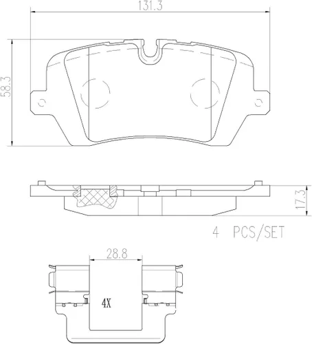Miniatura 3 de Brembo P44021N Juego de pastillas de freno de disco traseras de cerámica premium LAND ROVER OE# LR079910