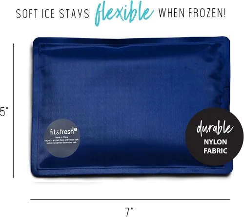 Miniatura 2 de Fit & Fresh Cool Coolers Paquete de 2 Hielo Suave para Bolsas de Almuerzo, Nylon Elástico Flexible, Duradero, Paquetes de Hielo Reutilizables