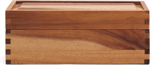 Miniatura 4 de Ironwood Gourmet Caja de recetas de madera de acacia, compartimento doble, para tarjetas de 3 "x 5