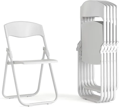 Miniatura 23 de Flash Furniture HERCULES Series - Silla plegable de plástico negro resistente de 500 libras con soportes integrados