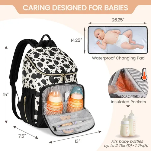 Miniatura 2 de LOVEVOOK Mochila para Pañales de Gran Capacidad con Cambiador Portátil, Mochila de Viaje Multifunción para Bebé Leche