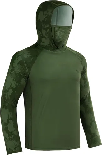 Miniatura 8 de Rodeel - Camisa de pesca para hombre con manga larga, UPF 50+, rendimiento de alto rendimiento para senderismo, con máscara, protección UV