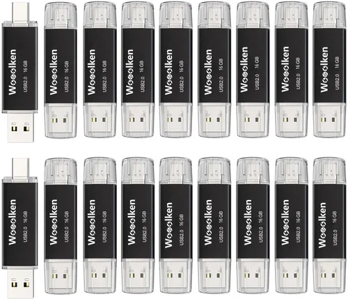 Miniatura 20 de Unidad flash USB C de 8 GB, paquete de 10 unidades flash Wooolken tipo C + USB 2.0 Thumb Drive OTG Memory Stick compatible con iPhone 16/15