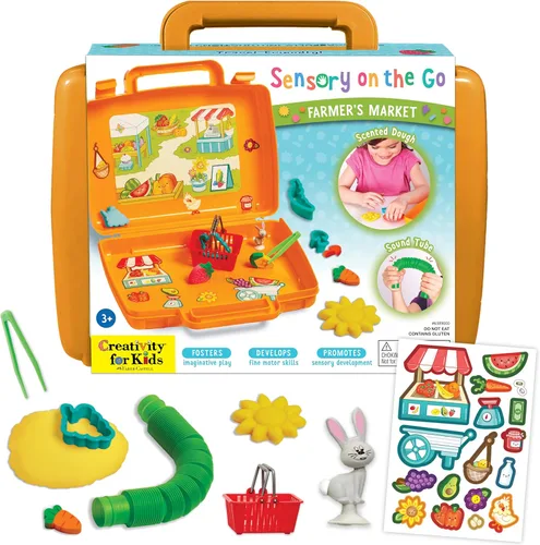 Creativity for Kids Sensory On The Go: Farmers Market - Kit sensorial de aprendizaje preescolar y para niños pequeños, actividades sensoriales para