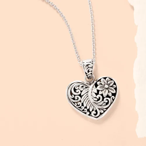 Miniatura 4 de Ross-Simons Sterling Silver Bali-Style Heart Pendant Necklace