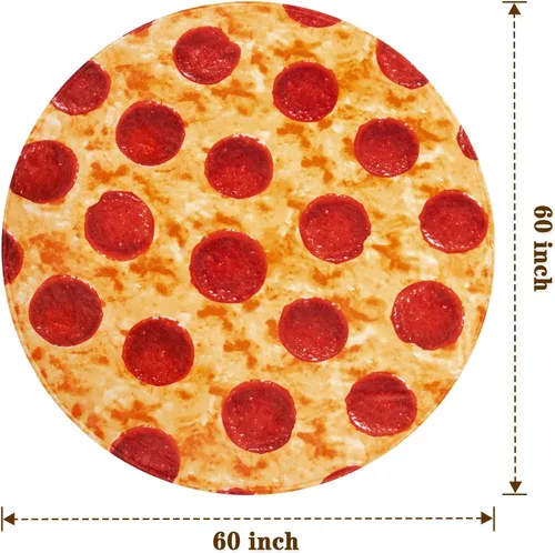 Miniatura 6 de mermaker Manta de Pizzas de Pepperoni 60 pulgadas para Adultos y Niños, Manta Divertida de Pizzas Realistas para Regalos de Cumpleaños y Navidad Rojo