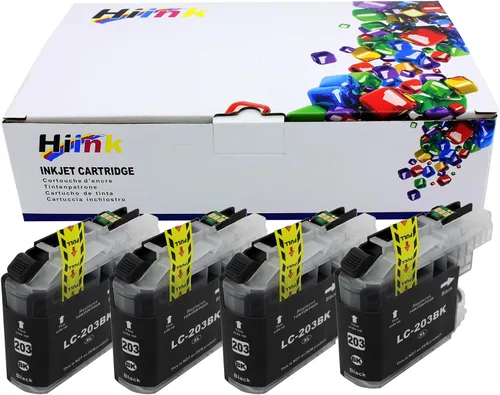 Paquete de 4 cartuchos de tinta negra LC203XL de repuesto para Brother LC203XL LC201 utilizado en MFC-J460DW MFC-J480DW MFC-J485DW MFC-J680DW