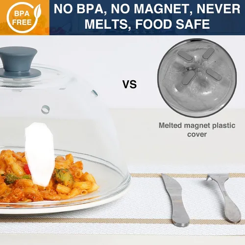 Miniatura 3 de Lopeztek Cubierta alta de vidrio contra salpicaduras para microondas, 0.9-2.2 pies cúbicos para microondas, protector de salpicaduras para platos