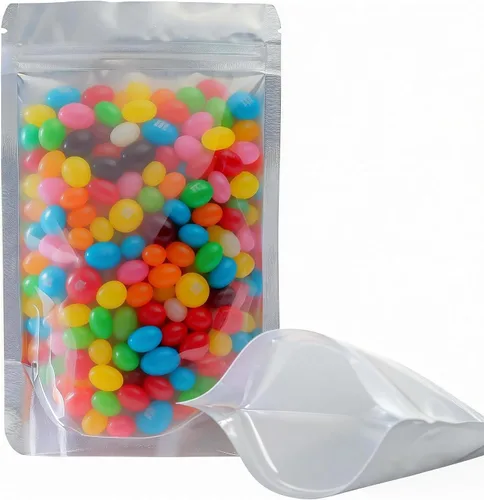 Miniatura 7 de 100 bolsas de Mylar resellables con ventana frontal transparente, embalaje comestible a prueba de olores, bolsas verticales para almacenamiento