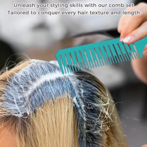 Miniatura 4 de 3 peines de peinado, juego de peine de cola de ratón, herramienta de peluquería de tinte para cabello, adecuado para cabellos rizados, peinado