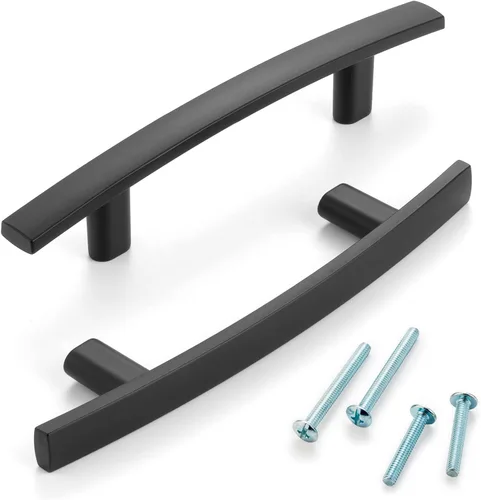 Miniatura 2 de Paquete de 10 tiradores curvados de 3 pulgadas con agujeros centrales, color negro mate, manijas de gabinete negras, accesorios de cocina negros