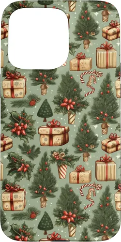 Miniatura 31 de Vintage Christmas Theme Holiday Trees, Presents, Teal, Bows Case for iPhone 17
