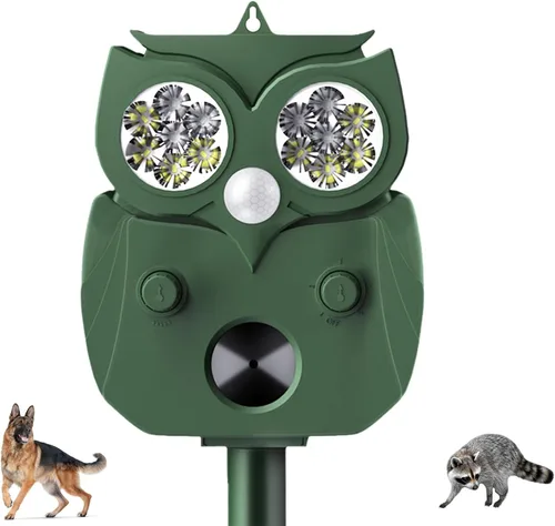 Repelente de animales para exteriores, alimentado por energía solar, ultrasónico, ciervo, ardilla, conejo, roedor, disuasorio de perros, repelente