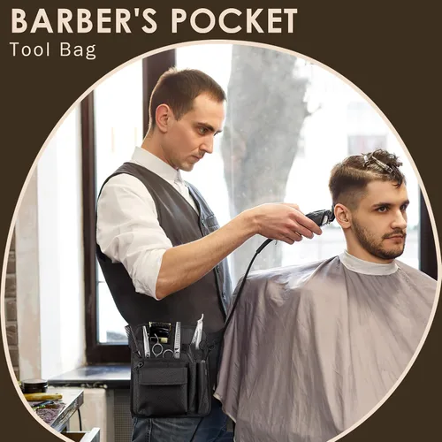 Miniatura 6 de Likesing Delantal de servidor, delantal de servicio con bolsillos para camarera, bolsa de herramientas de cintura para camarero con cinturón Negro