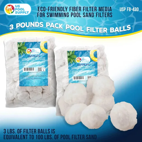 Miniatura 2 de U.S. Pool Supply Bolas de filtro de piscina de 3.0 libras, medios de filtro de fibra ecológicos para filtros de arena de piscina