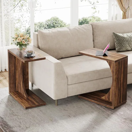 Miniatura 9 de Tribesigns - Mesa auxiliar en forma de C para sofá, mesa lateral para sofá, mesa en forma de C para espacios pequeños, sala de estar, dormitorio