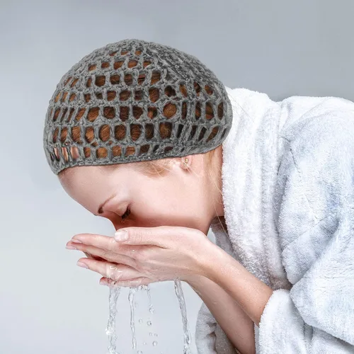 Miniatura 7 de Geyoga 2 piezas de redecilla de malla de ganchillo para cabello de rayón tejido, gorro tipo redecilla con cubierta de ganchillo, gorros de ducha