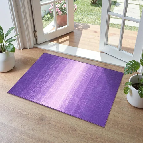 Miniatura 48 de Wonnitar Alfombra rosa lavable de 2 x 6 pies, moderna alfombra de pasillo de baño en degradé, contemporáneo, antideslizante, alfombra degradada