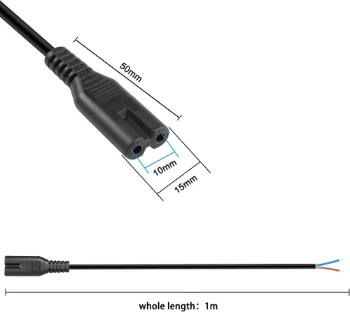 Miniatura 5 de MEIRIYFA Cable de alimentación IEC320 C7, cable de coleta, enchufe hembra C7, conector de repuesto de extensión de extremo abierto para computadora