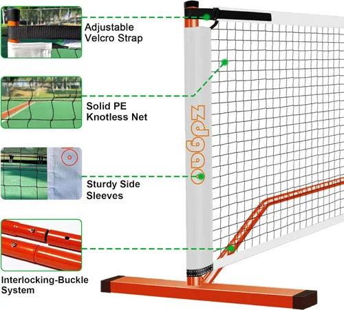 Miniatura 2 de Portable Pickleball Net Set, 22FT Regularion Size Pickle Ball Net with Paddles Set, Outdoor Pickleballs and Carry Bag, Easy Setup for Indoor, Naranja