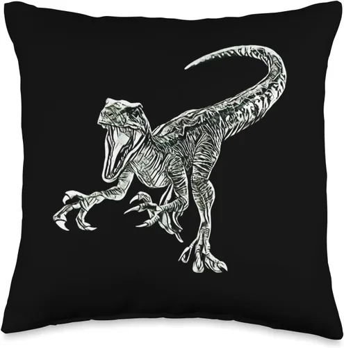 Velociraptor Raptor + Boys Kids Men Dinosaur Gift Velociraptor Raptor - Almohada de dinosaurio, 16 x 16 pulgadas, multicolor
