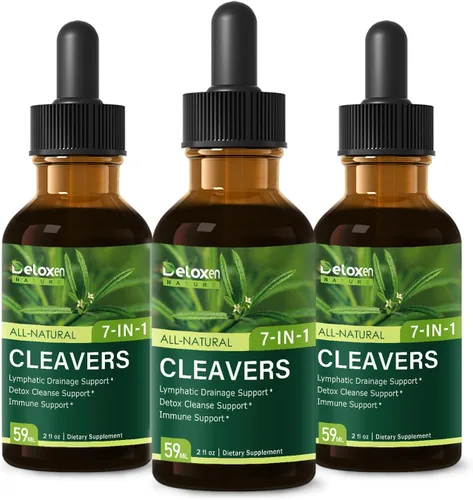 Miniatura 9 de Cleavers - Gotas de extracto de hierbas para apoyo de drenaje linfático, apoyo de limpieza desintoxicante con cola de caballo de diente de león.