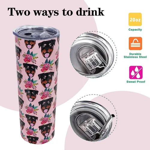 Miniatura 4 de Taza de Rottweiler - Regalos para amantes de perros - Regalo para perros - Tazas de café de viaje de Rottweiler para bebidas frías y calientes - Con