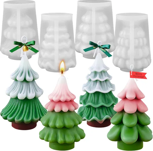 Miniatura 9 de Moldes de silicona para velas de árbol de Navidad, molde de silicona de pino de Navidad 3D para fundición de resina epoxi, velas de aromaterapia, 05