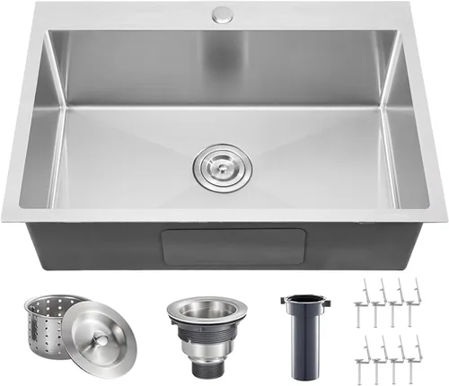 Miniatura 10 de Fregadero de Barra Negro de Montaje Inferior, Fregadero de Cocina de Acero Inoxidable de 15x20 Pulgadas, Estación de Trabajo de Montaje Superior