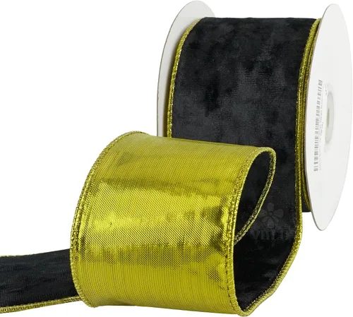 Miniatura 8 de MEEDEE Black and Gold Velvet Ribbon 2.5 inch with 10 Yards Spool Two Tone Velvet Wired Ribbon for Gift Wrapping, Halloween Wreaths, Christmas Tree