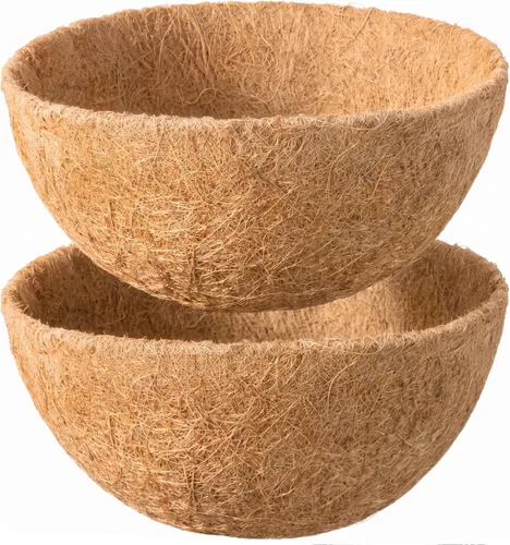 Miniatura 10 de Paquete de 2 forros de coco de 12 pulgadas para cestas colgantes, revestimientos naturales para cestas colgantes de coco para macetas, forro