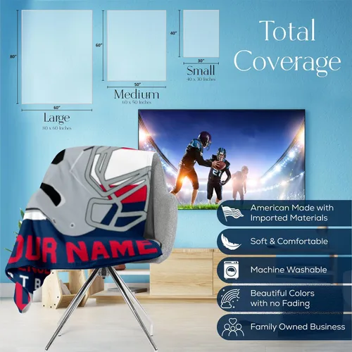 Miniatura 200 de Manta personalizada para fanáticos del fútbol americano – Se envía al día siguiente – Hecha en Estados Unidos – Manta de vellón personalizada