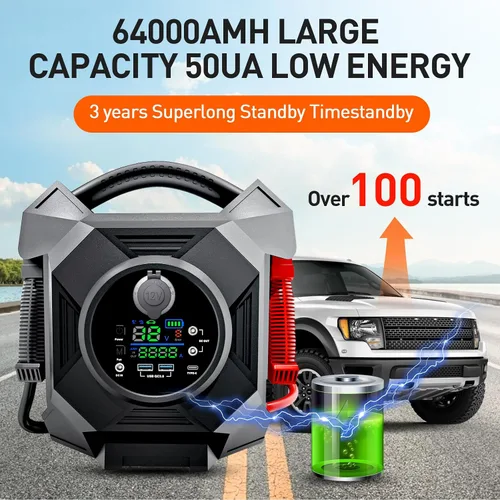 Miniatura 4 de YULU CAT-797 Arrancador de salto ultra potente - 30000A 12V/24V batería Booster Pack con cables de puente comerciales, iluminación exterior DC/USB