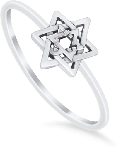 Miniatura 3 de Blue Apple Co. Star of David - Anillo de plata de ley 925 maciza, Plata de ley 925