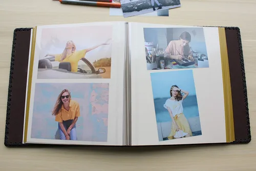 Miniatura 5 de Álbum de fotos Beautyus, álbum familiar autoadhesivo para manualidades, cubierta de piel, con capacidad para fotos de 3 x 5, 4 x 6, 5 x 7, 6 x 8 y 8