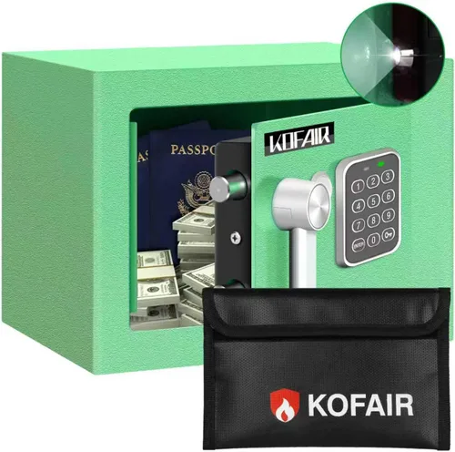 Miniatura 10 de Caja de seguridad KOFAIR para el hogar (0.23 pies cúbicos) con bolsa ignífuga, caja de seguridad personal para ahorro de efectivo, caja de seguridad
