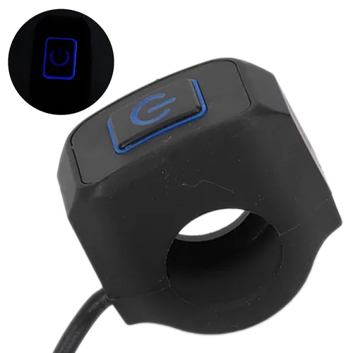 Miniatura 8 de Yctze Interruptor de manillar de motocicleta de 0.866 in, botón de control universal para faros delanteros (metal ABS) (azul)