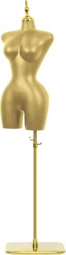 Miniatura 2 de Torso de maniquí femenino con altura ajustable y base de metal para exhibición de ropa en tienda minorista (Negro, L)
