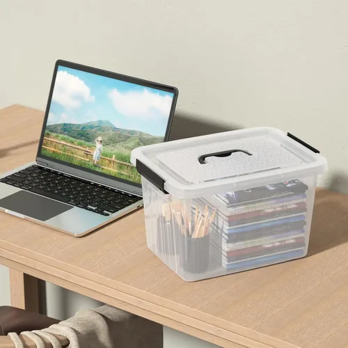 Miniatura 6 de Readsky Contenedor de plástico de 18 cuartos de galón con tapas y asa, bolsa de almacenamiento de plástico transparente, 4 paquetes