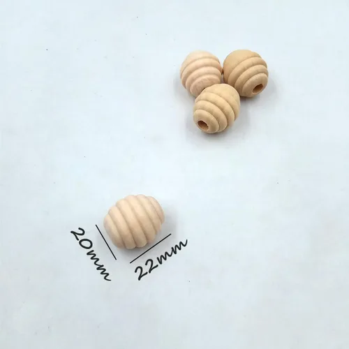 Miniatura 2 de 50 cuentas de colmena redondas de nido de abeja sueltas de madera sin terminar de 0.787 pulgadas, accesorios de decoración del hogar, accesorios