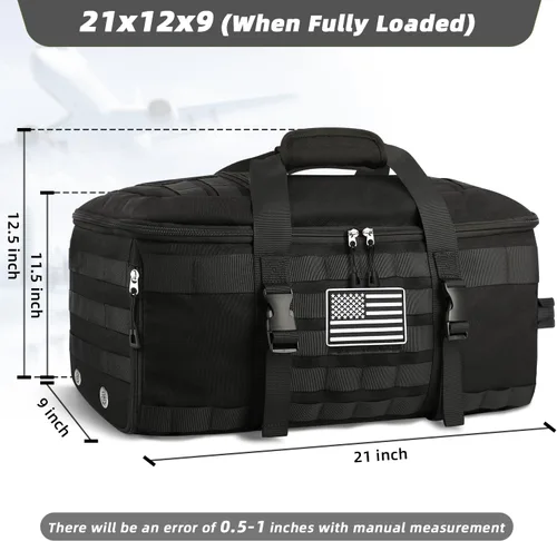 Miniatura 6 de ETRONIK Bolsas de gimnasio para hombres y mujeres, equipaje de mano 22 x 14 x 9 aprobado por aerolíneas, bolsa de lona táctica con compartimento
