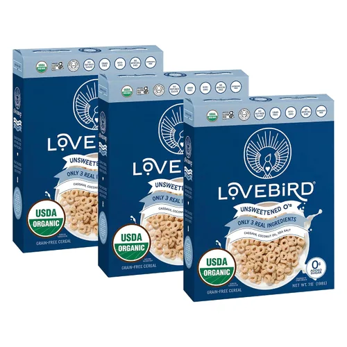 Miniatura 15 de Lovebird Variedad de cereales sin gluten, paquete de 3 cereales orgánicos sin cereales, sin lácteos, sin azúcar, sin refinado, bocadillos saludables