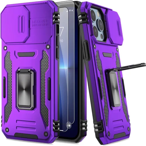 Miniatura 29 de Funda para iPhone 13 Pro con protector de pantalla, cristal transparente, antiamarillo, acrílico resistente, funda protectora de grado militar