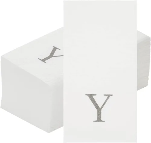 Miniatura 27 de Luxenap Toallas de invitados de tacto de lino de 15.8 X 7.9 pulgadas, 50 toallas de mano con letras - Letra dorada "S", fuente sans serif