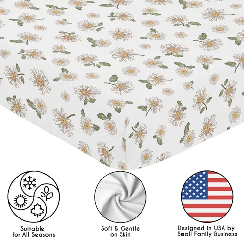 Miniatura 5 de Sweet Jojo Designs Sábanas bajeras para cuna (floral vintage de margaritas) para niñas, guardería infantil, habitación de niños pequeños