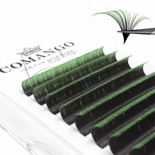 Miniatura 32 de CoMango Easy Fan - Extensiones de pestañas rizadas C/D de 0.05/0.003 in, pestañas de volumen que florecen automáticamente, color negro mate 2D-20D